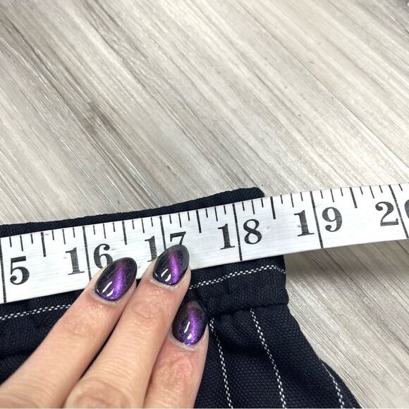 Eileen Fisher Pants Women’s Large Navy & White Pinstripe Pull On Wide Leg Crop - Picture 8 of 10